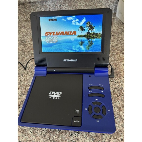 Sylvania 7" Portable DVD Player SDVD7014 Black With Power Cord Tested & Works - Picture 1 of 5